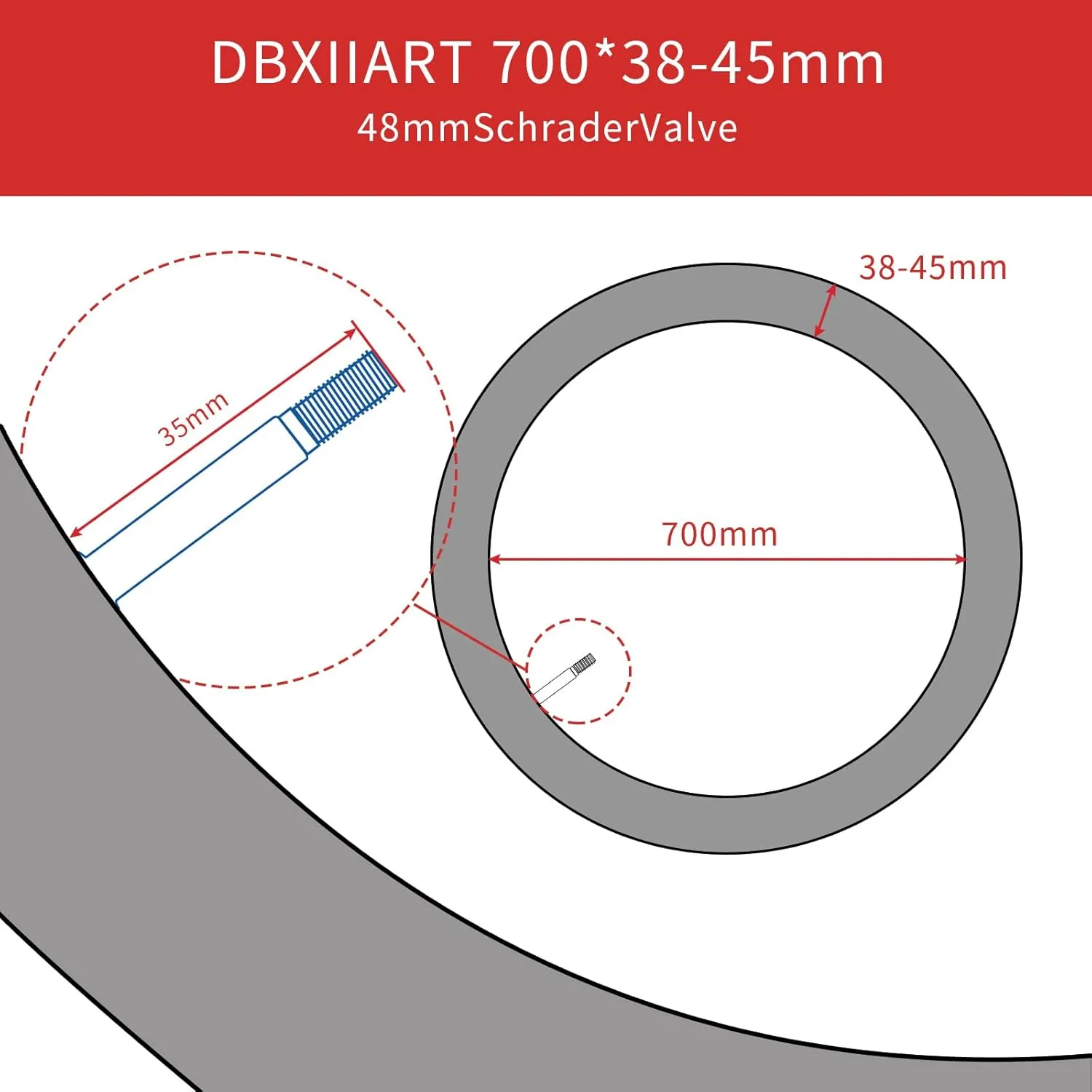2 PCS Heavy Duty Bike Tubes 700x38C 700x40C 700x43C 700x45C 38C/40C/42C/43C/45C Schrader Valve 35mm/48mm Bicycle Tubes Premium Quality Butyl Inner Tubes