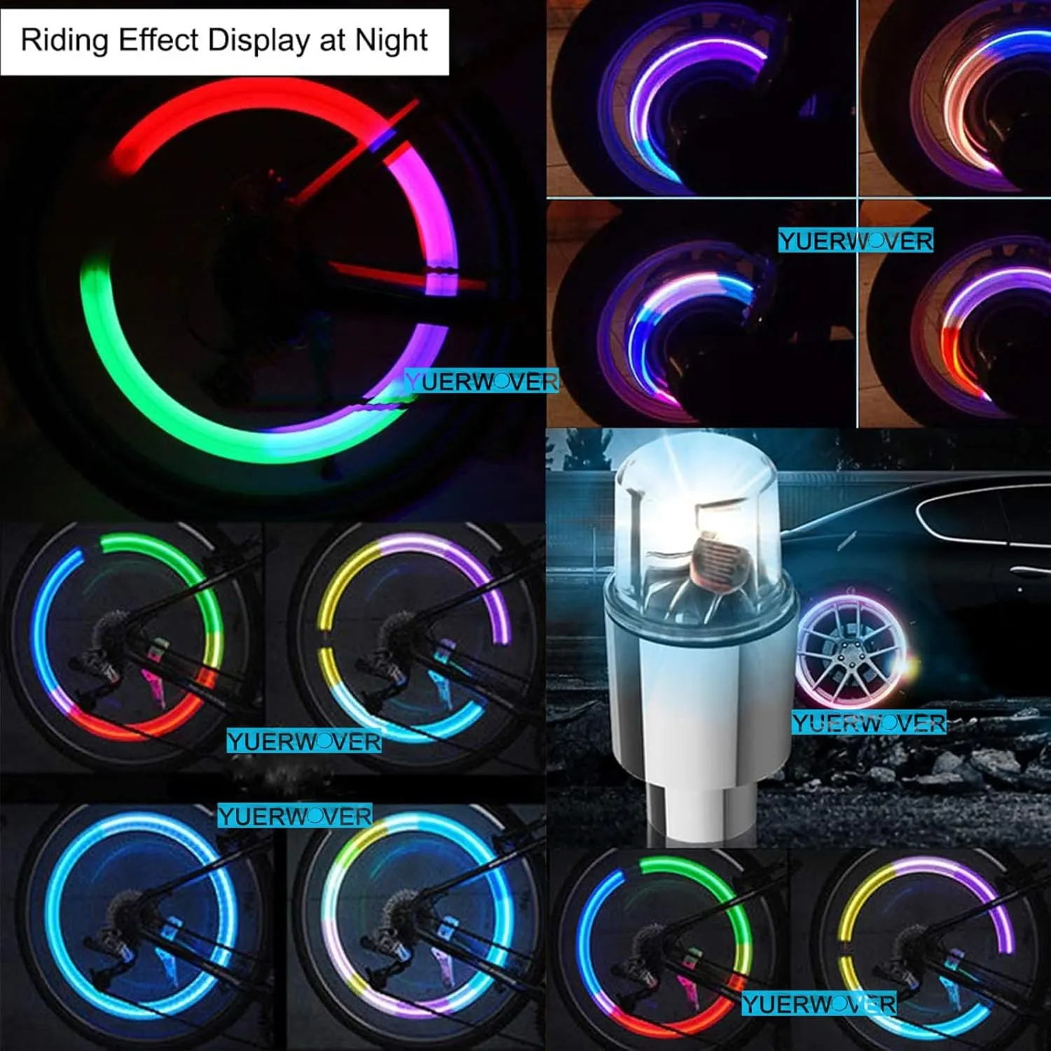 20 PCS Tire Valve Light LED Wheel Flash Light Tire Valve Cap Lamp for Car Truck Bike Motorcycle Golf Cart (Colorful Red Blue Green)