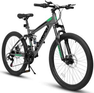 24 Inch Mountain Bike Boys Girls, Dual Full Suspension Children Bicycle to School, 21-Speed Kids Bike for 10  Years Old, Gift for Your Kids.