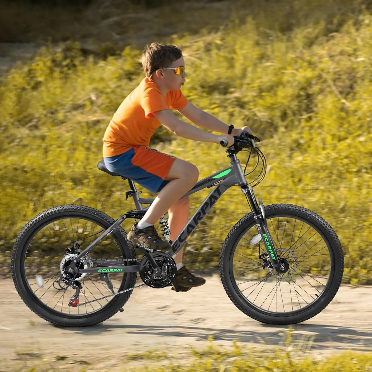 24 Inch Mountain Bike Boys Girls, Dual Full Suspension Children Bicycle to School, 21-Speed Kids Bike for 10  Years Old, Gift for Your Kids.