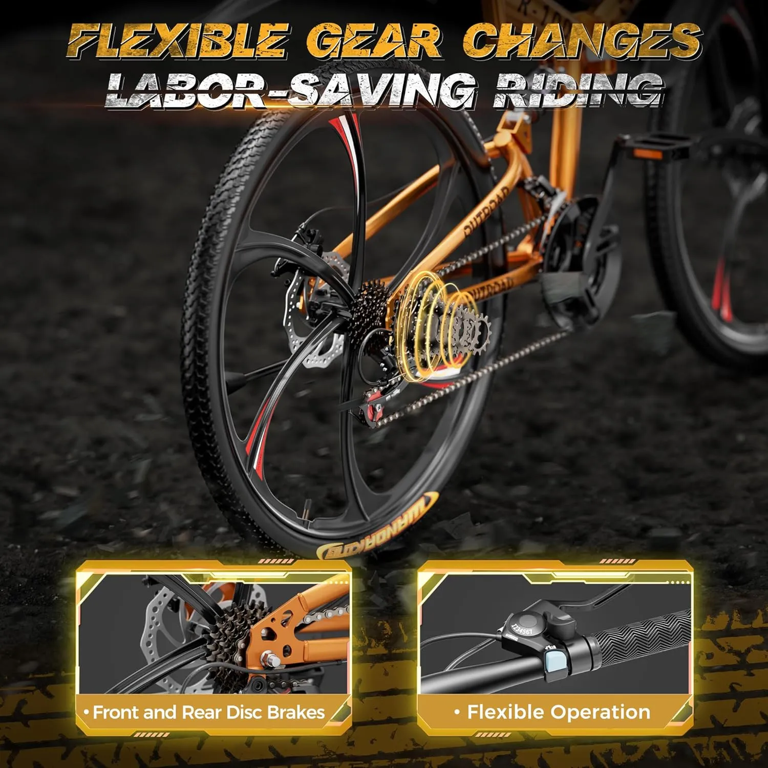 26 Inch Adult Folding Bikes/Mountain Bikes, 21 Speeds Mountain Bicycles with Full Suspension, Dual Disc Brake, High Carbon Steel Frame, Foldable Bike for Men/Women/Teen, Multiple Colors