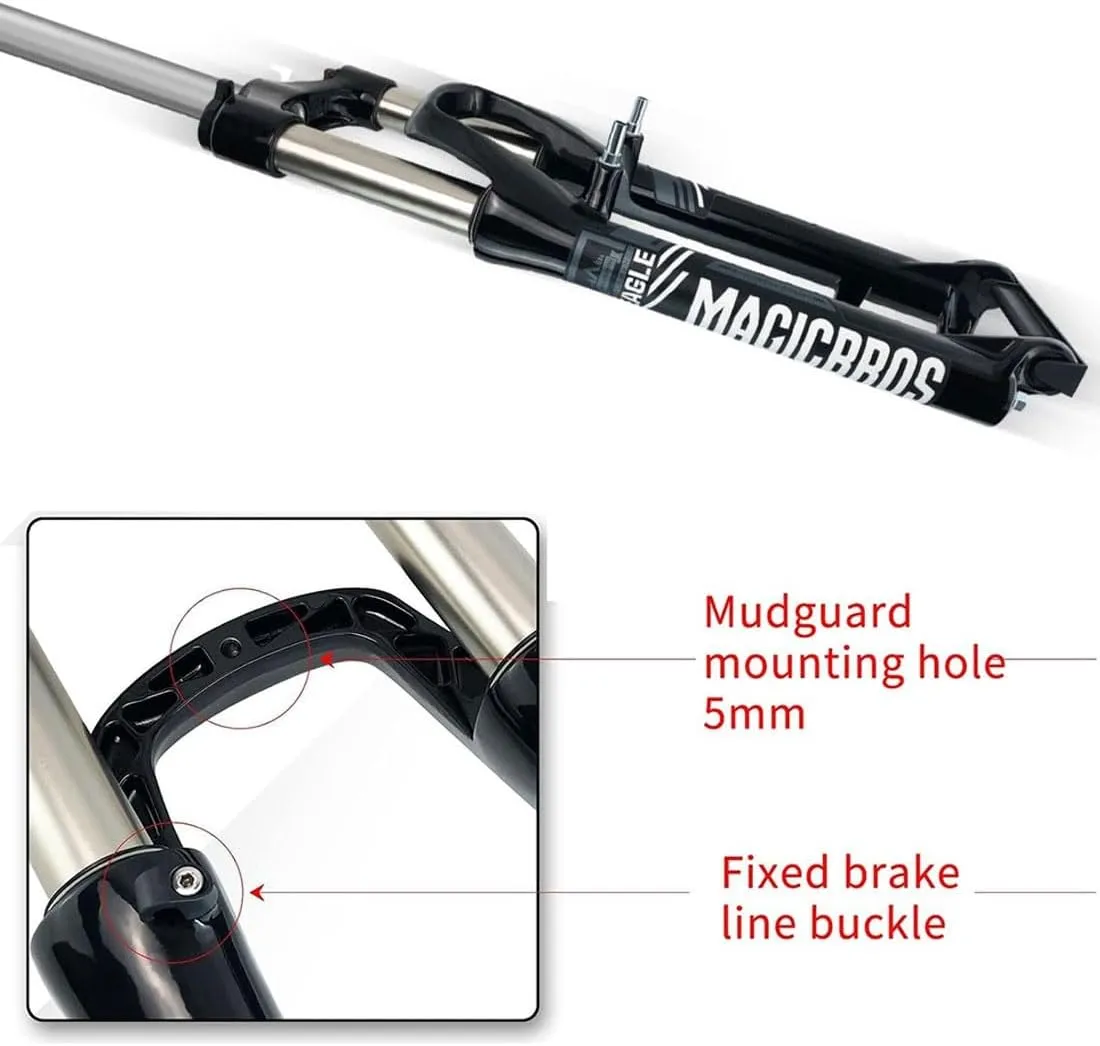 26 Inch Mountain Bike Suspension Fork Travel 100mm Spring Fork 1-1/8" Straight Tube Disc V Brake Bike Fork QR 9mm Manual Lockout