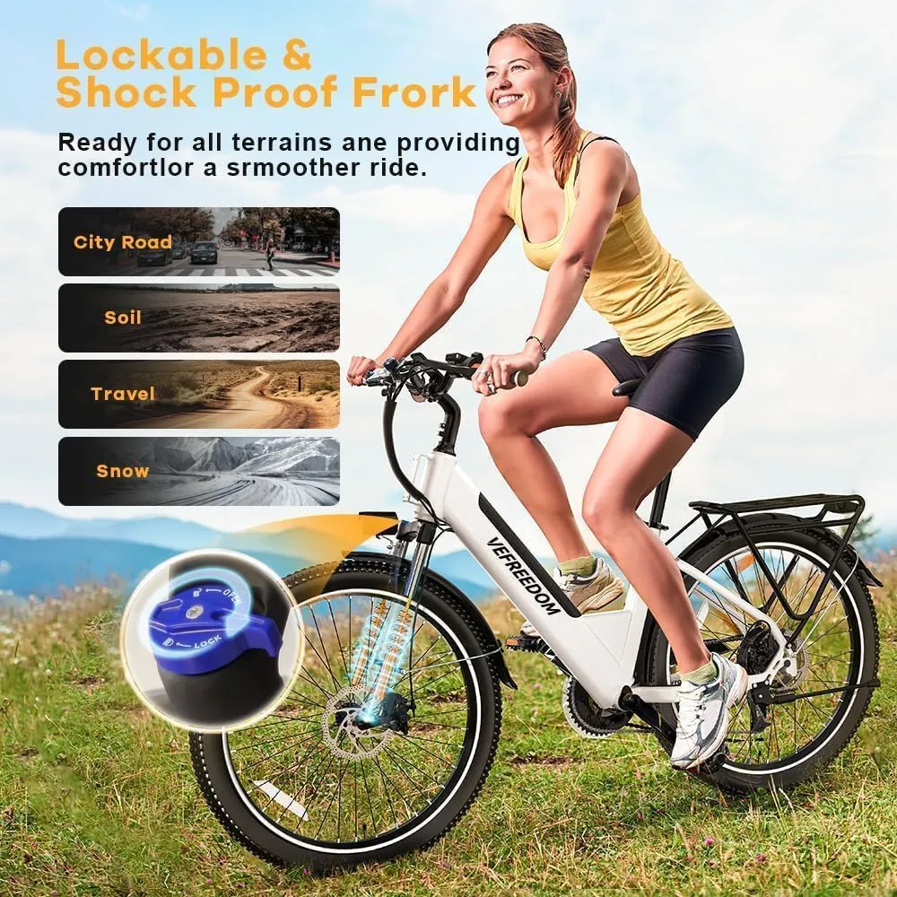 26" Electric Bike for Adults,1000W Motor Peak Ebike Max Long Range 70 Miles & 28 Mph by 48V Removable Battery,Commuter Fast E-Bikes,7-Speed Step Thru Electric Bicycles UL Certified