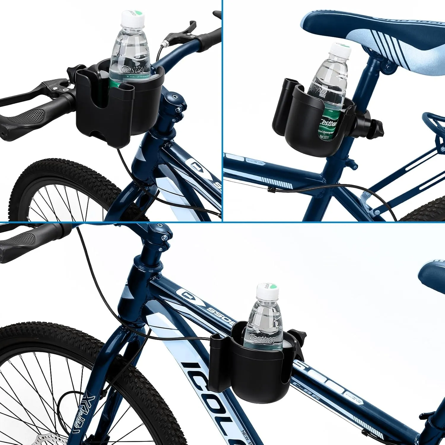 Accmor Bike Cup Holder with Cell Phone Holder, Bike Water Bottle Holders, Universal Bar Drink Cup Can Holder for Bicycles, Motorcycles, Scooters