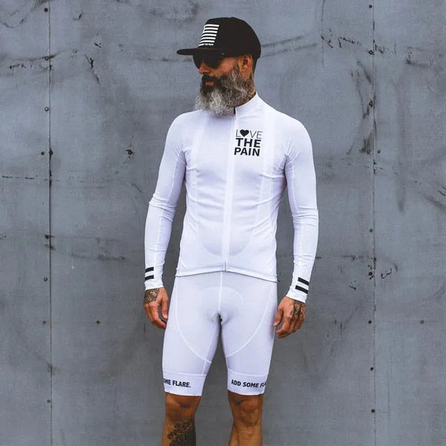 Aidase Love The Pain white Cycling Jersey suit USA ciclismo team clothing men shirt Long sleeve bib shorts road bike tri suit MTB