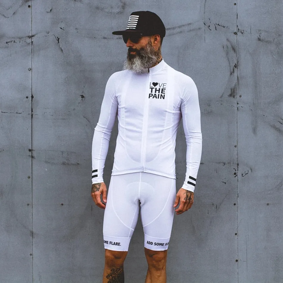 Aidase Love The Pain white Cycling Jersey suit USA ciclismo team clothing men shirt Long sleeve bib shorts road bike tri suit MTB