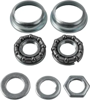 Bike Bottom Bracket Kit, For Solid 1 Piece Crank, Silver Color, Steel Material, Includes Frame Cups & Caged Bearings, Both Frame Cups & Set Of 5/16" Caged Bearings