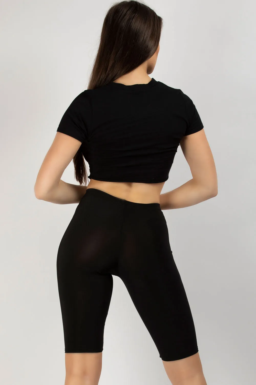Black Slinky High Waist Cycling Shorts