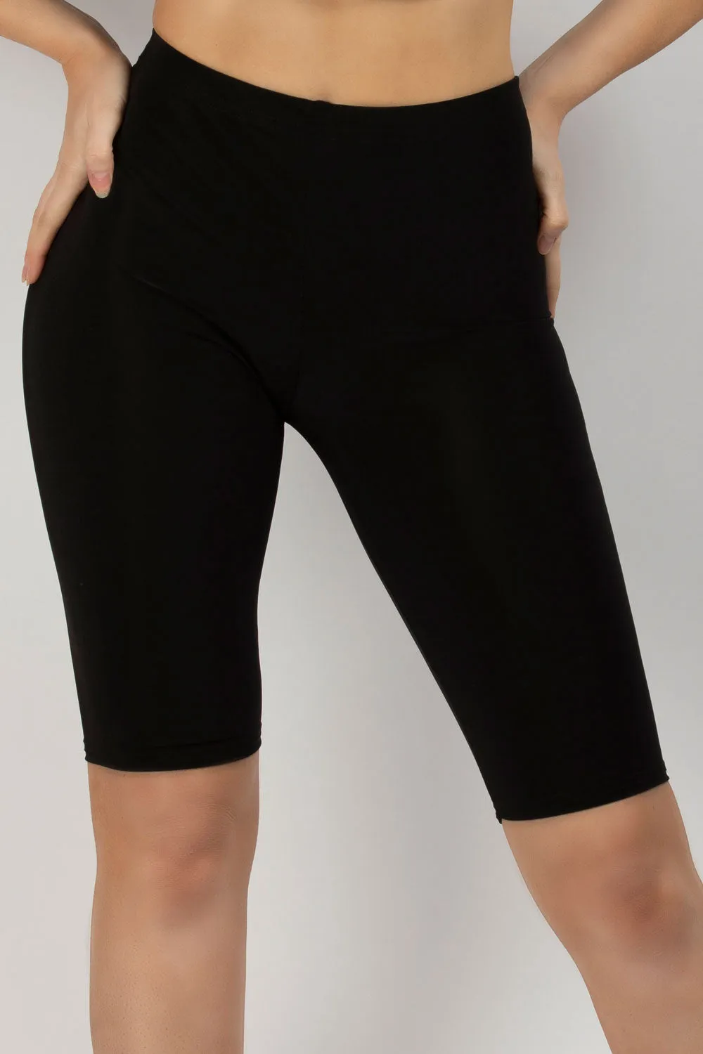 Black Slinky High Waist Cycling Shorts