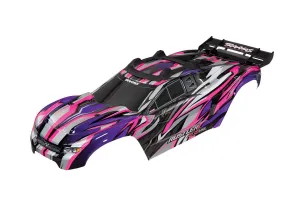 Body, Rustler® 4X4 VXL, pink/ window, grille, lights decal sheet (assembled with front & rear body mounts and rear body support for clipless mounting)