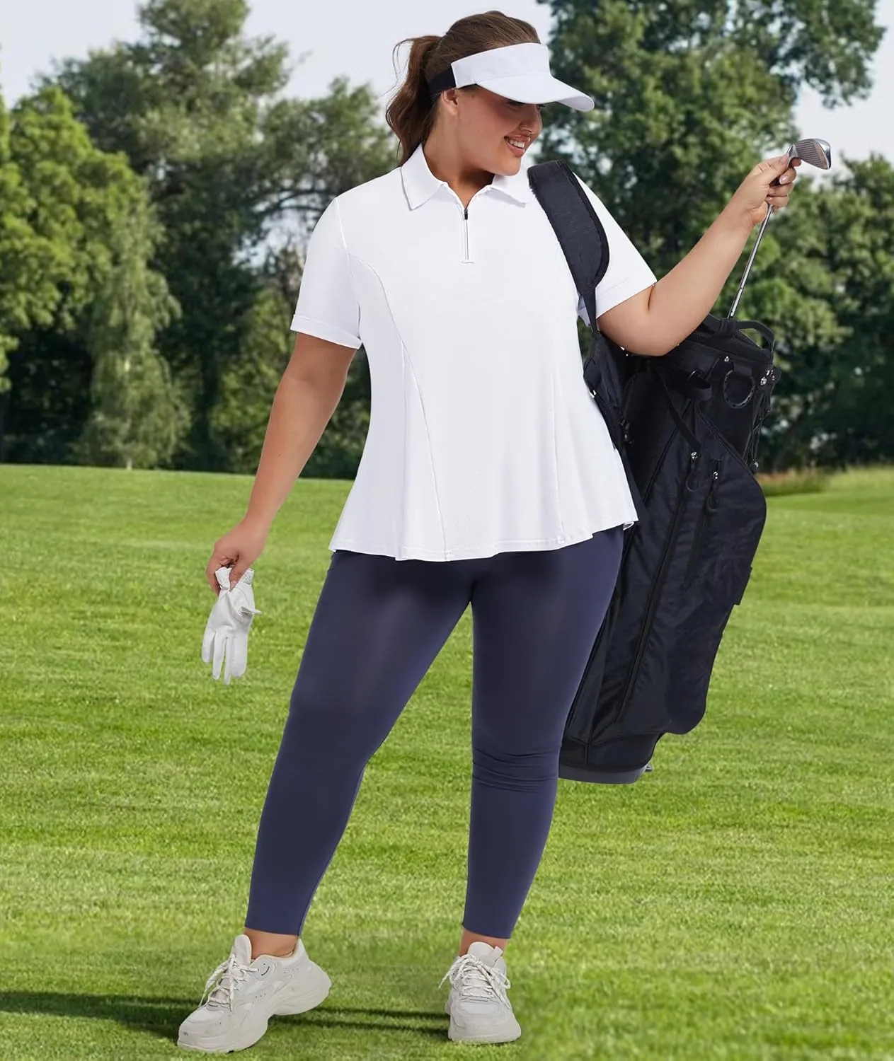 Casei Women's Plus Size Golf Polo Shirts Short Sleeve Collared Tennis Workout Tops Loose Fit UPF 50
