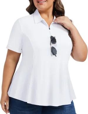 Casei Women's Plus Size Golf Polo Shirts Short Sleeve Collared Tennis Workout Tops Loose Fit UPF 50  Casei Women's Plus Size Golf Polo Shirts Short Sleeve Collared Tennis Workout Tops Loose Fit UPF 50