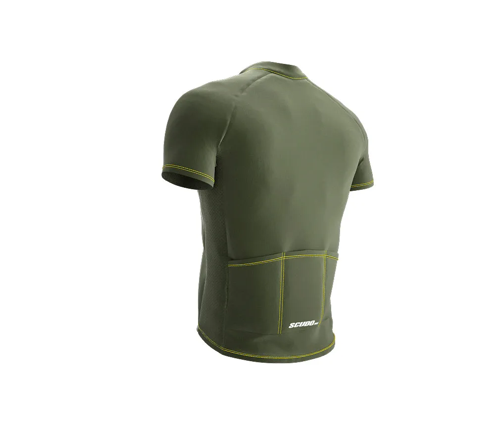 Chroma Contrast |  Short Sleeve Cycling Jersey Olive - Black zip - Yellow seam | Men and Women