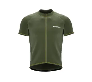Chroma Contrast |  Short Sleeve Cycling Jersey Olive - Black zip - Yellow seam | Men and Women