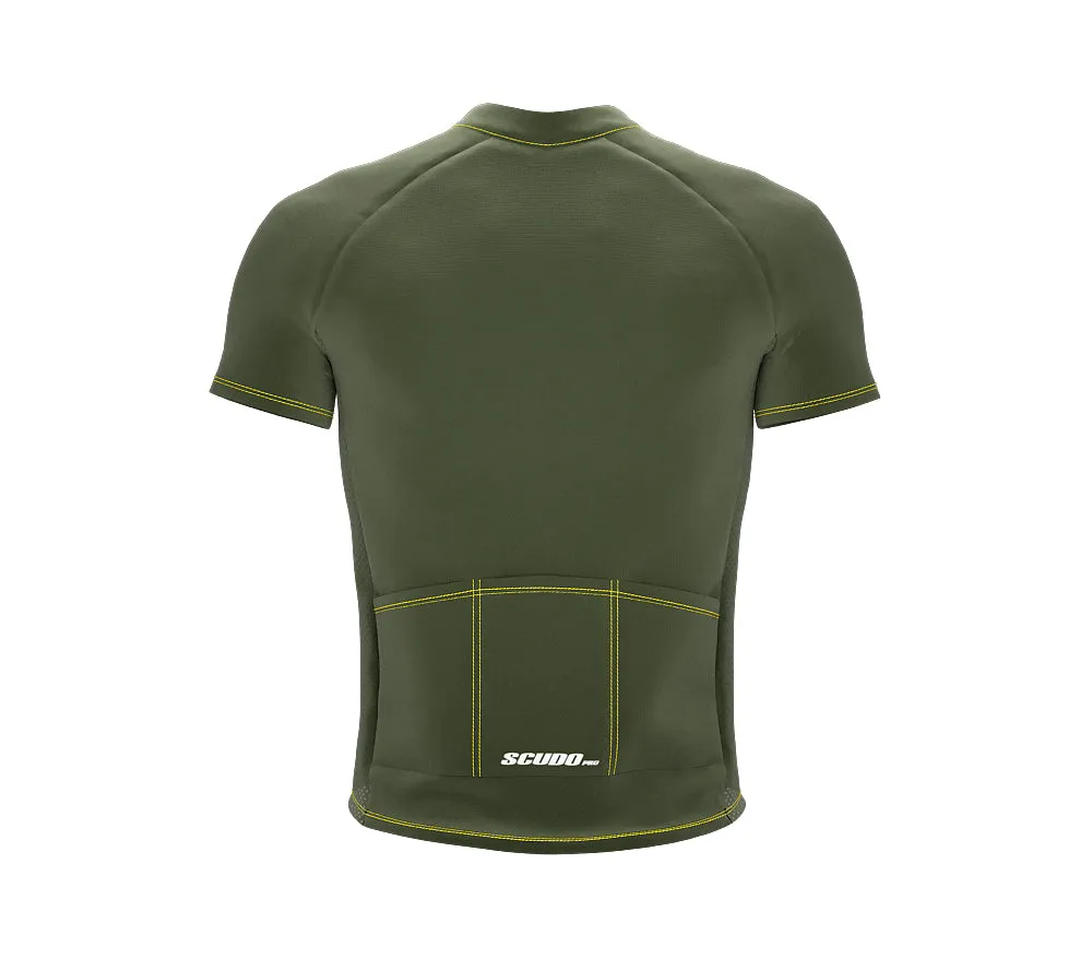 Chroma Contrast |  Short Sleeve Cycling Jersey Olive - Black zip - Yellow seam | Men and Women