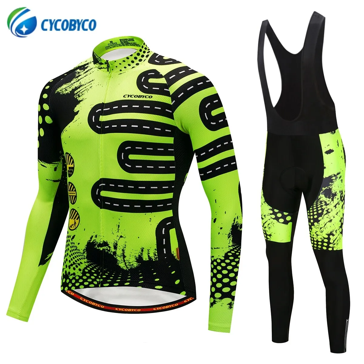 Cycobyco Fluorescence Cycling Jersey Set Autumn Breathable Bicycle Wear Long Sleeve MTB Bike Clothing Ropa Maillot Ciclismo