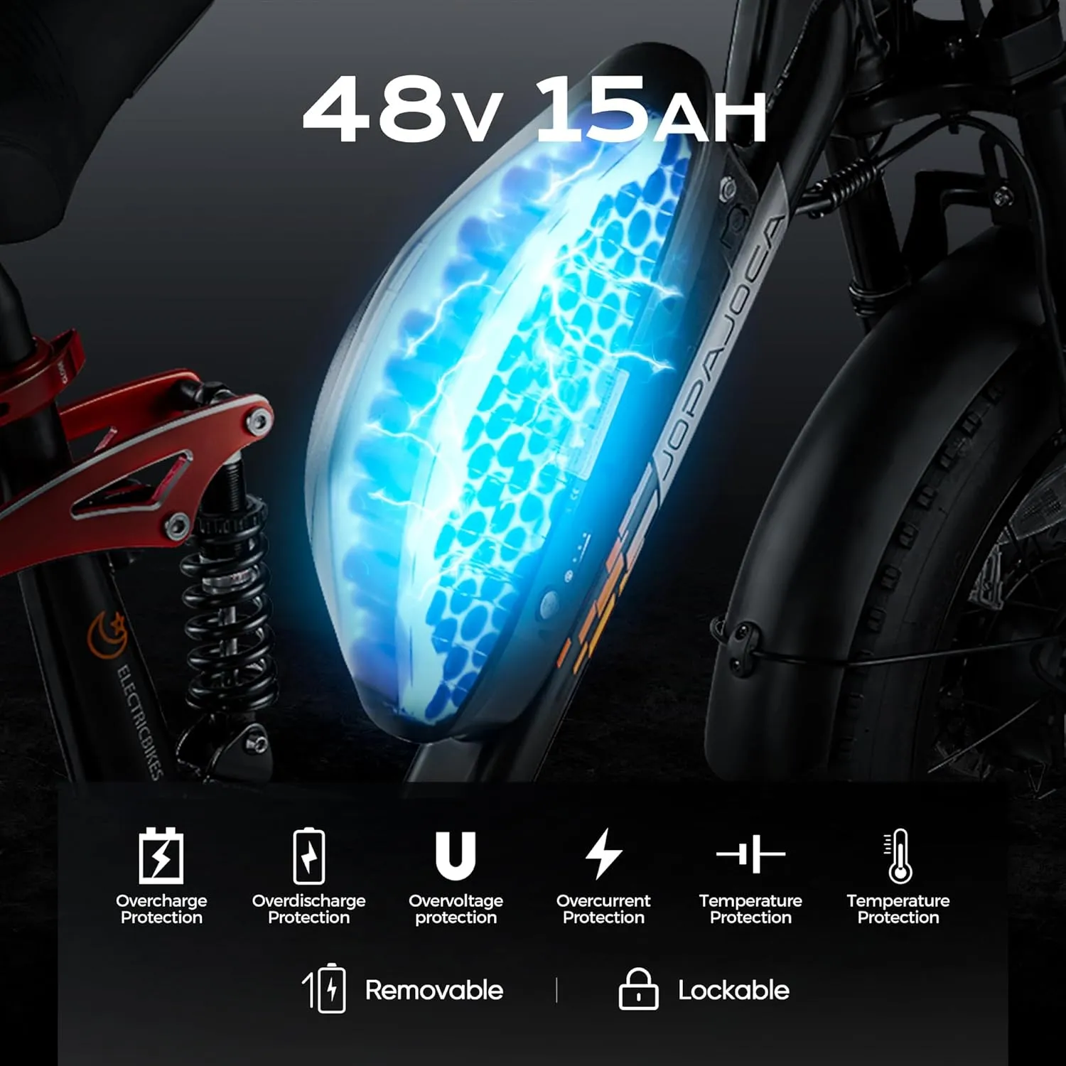 eAhora Terra II Electric Bike - 3000W Peak Dual Motor 33MPH 20Ah Ebike for Adults, 80Miles Long Range 20" Fat Tire Electric Mountain Bike Full Suspension Electric Bicycle with LCD Display