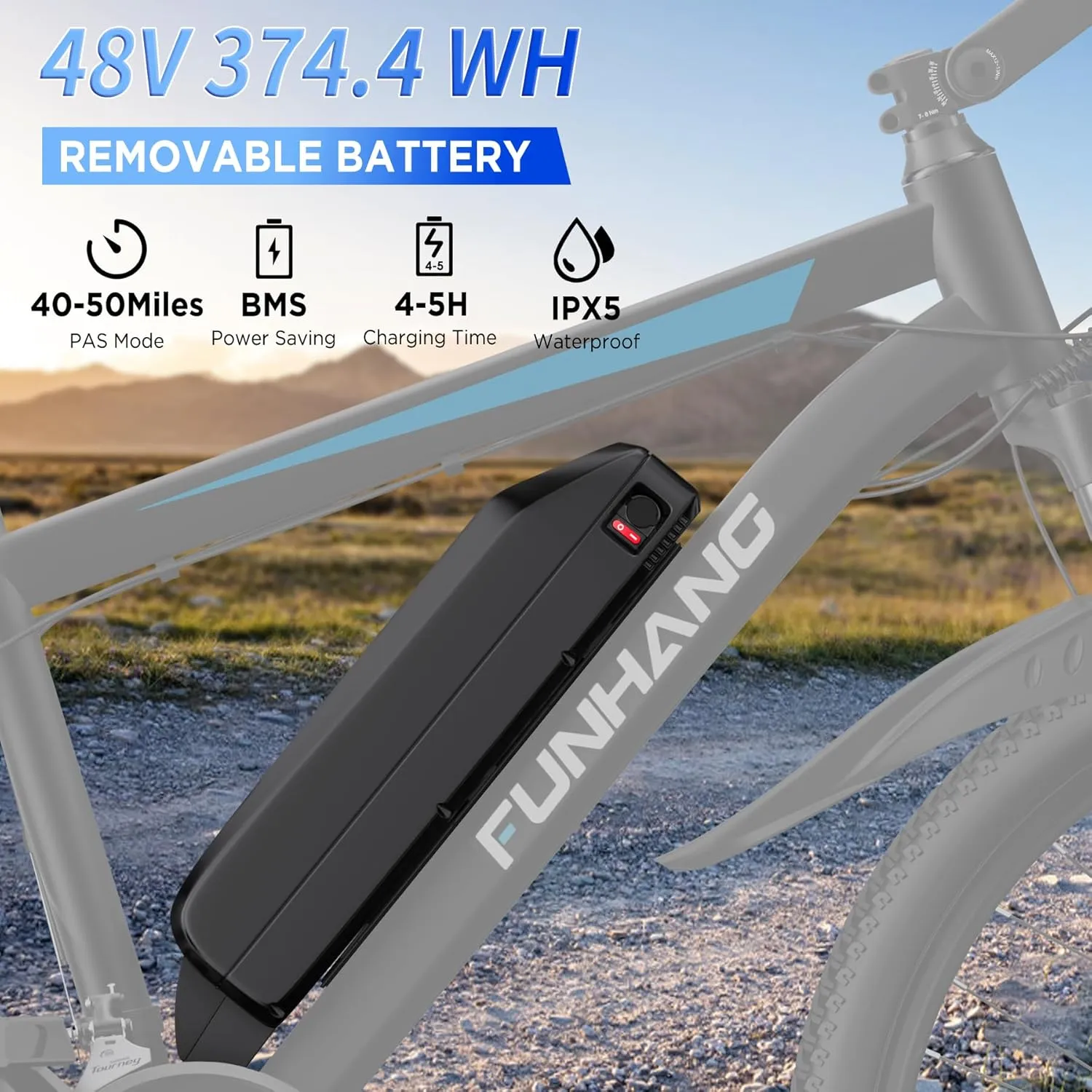 Electric Bike for Adults, 26'' 1000W Peak Ebike, Up to 50 Miles 21.7MPH Electric Mountain Bike with 48V 374.4WH Removable Battery, Adjustable Stem, Fenders, Lockable Suspension Fork, 21-Speed