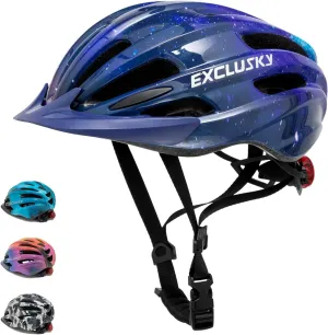 Exclusky Kids Bike Helmet with LED Light  Adjustable Multi-Sport Youth Helmet for Boys & Girls, Ages 5-12, Fits 50-57cm, Cycling Safety Gear