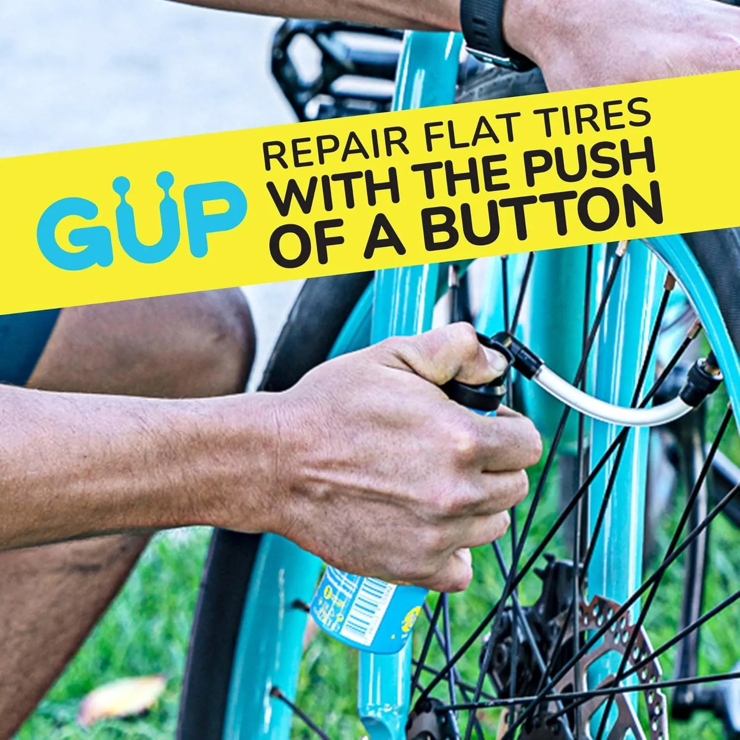 G U P (GP Kwiki) Quick Fix Tire Sealant and Inflator; for Mountain Bike, Road, Cyclocross, Gravel; Seal and Repair Flat or Punctured Tires (Hose Top Adapter Schrader/Presta)