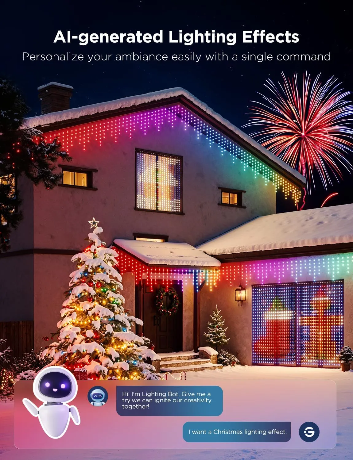 Govee Christmas Lights 2, RGBWIC 164FT 500LEDs String Lights for Holiday Decor, Smart Indoor Outdoor LED Decoration with Shape Mapping Function, 130  Scene Modes, APP Control, Clear Wire