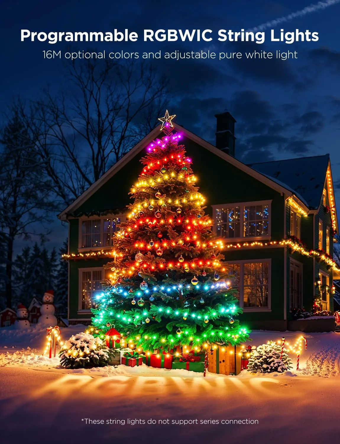 Govee Christmas Lights 2, RGBWIC 164FT 500LEDs String Lights for Holiday Decor, Smart Indoor Outdoor LED Decoration with Shape Mapping Function, 130  Scene Modes, APP Control, Clear Wire