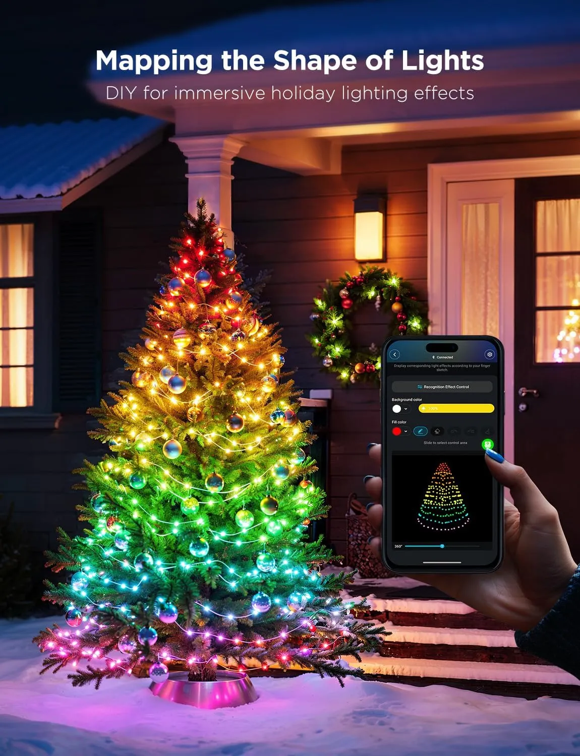 Govee Christmas Lights 2, RGBWIC 164FT 500LEDs String Lights for Holiday Decor, Smart Indoor Outdoor LED Decoration with Shape Mapping Function, 130  Scene Modes, APP Control, Clear Wire