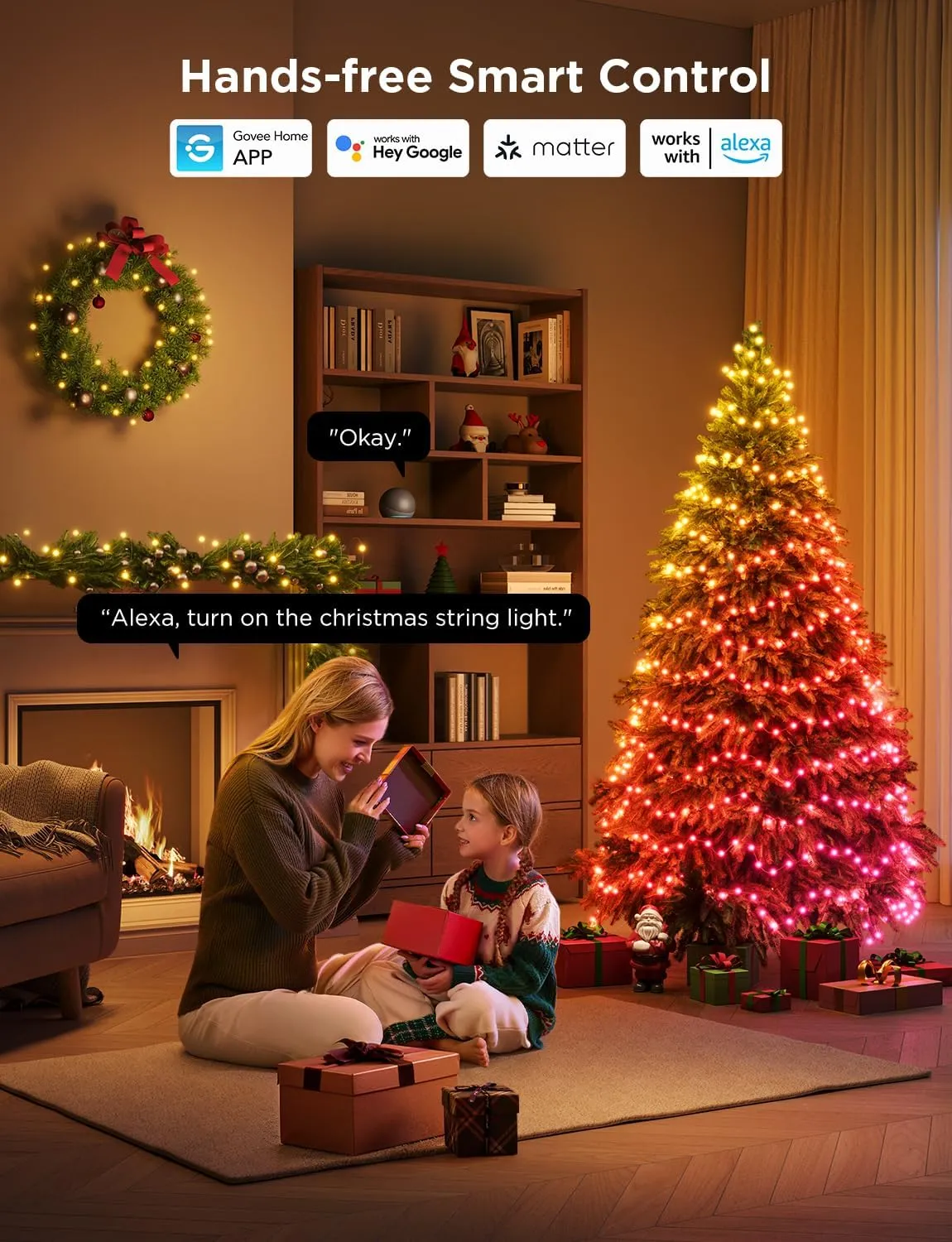 Govee Christmas Lights 2, RGBWIC 164FT 500LEDs String Lights for Holiday Decor, Smart Indoor Outdoor LED Decoration with Shape Mapping Function, 130  Scene Modes, APP Control, Clear Wire
