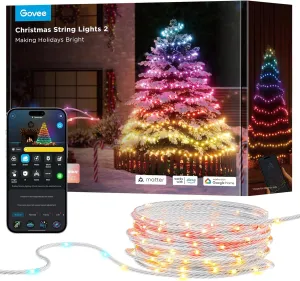 Govee Christmas Lights 2, RGBWIC 164FT 500LEDs String Lights for Holiday Decor, Smart Indoor Outdoor LED Decoration with Shape Mapping Function, 130  Scene Modes, APP Control, Clear Wire
