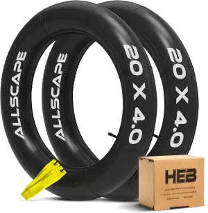 HEB - Heavy Duty Bike Tube for Ebike Tires - Puncture Resistant Inner Tube for 20x4 / 26x4 Bike Tire, Fat Tire Tube, MTB, 20 inch x 4.0 inch and 26 inch x 4.0 inch Bike Tubes