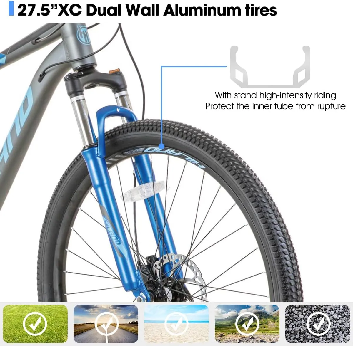 Hiland 27.5 inch Mountain Bike 21 Speeds, Lock-Out Suspension Fork, Aluminum 18 inch Frame Hydraulic Disc-Brake for Men Women Mens MTB Bicycle Adlut Bike