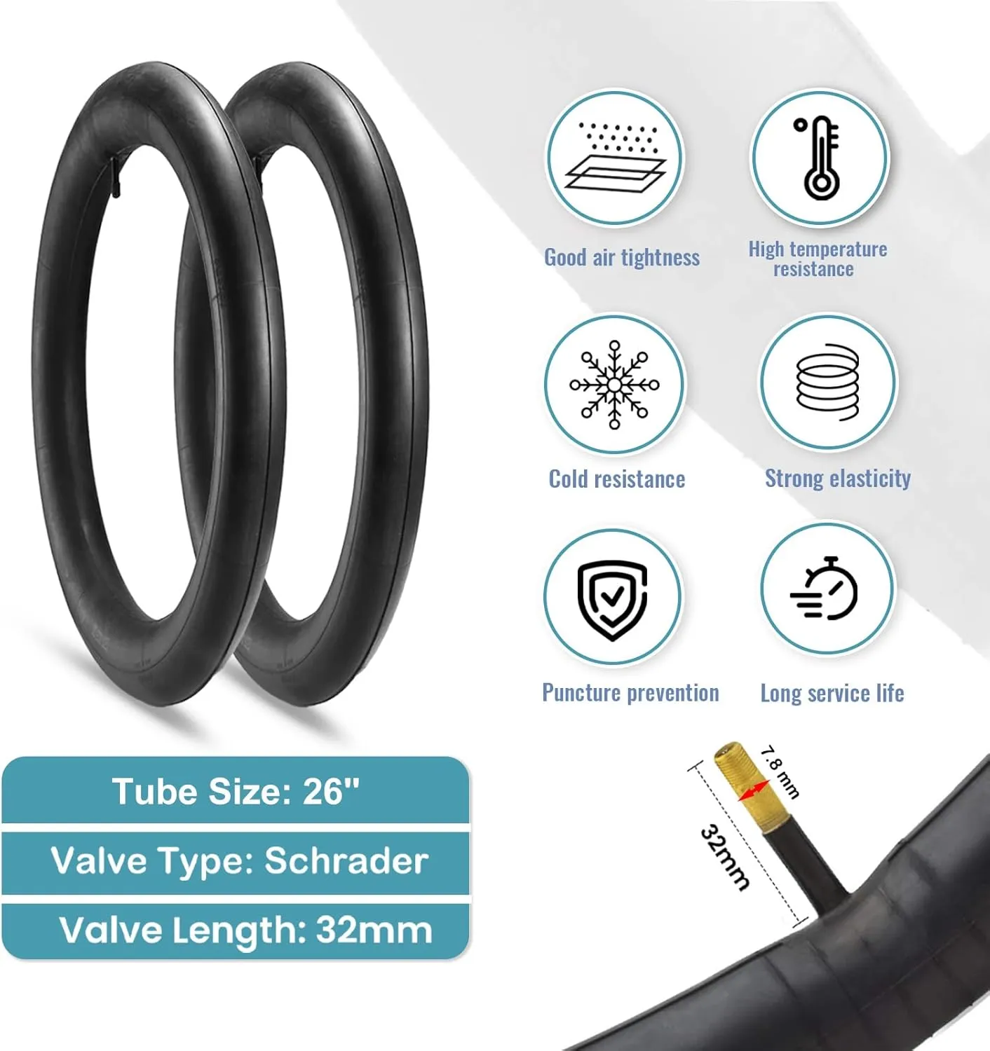Hycline 2-Pack Mountain Bike Tires Set: 20/24/26/27.5-inch Folding Replacement Puncture-Resistant Bicycle Tires and Pair 20/24/26/27.5-inch Inner Tubes with Tire Levers for MTB Off-Road Bike