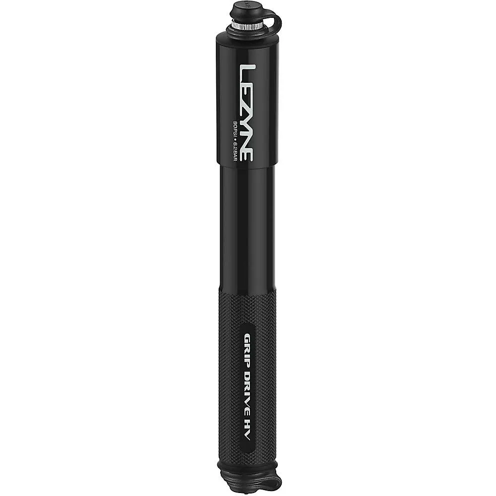 LEZYNE Grip Drive HV Medium Bicycle Hand Pump, High Volume 90 PSI, ABS Flex Hose, Compact, Portable, High Performance Bike Tire Air Pump