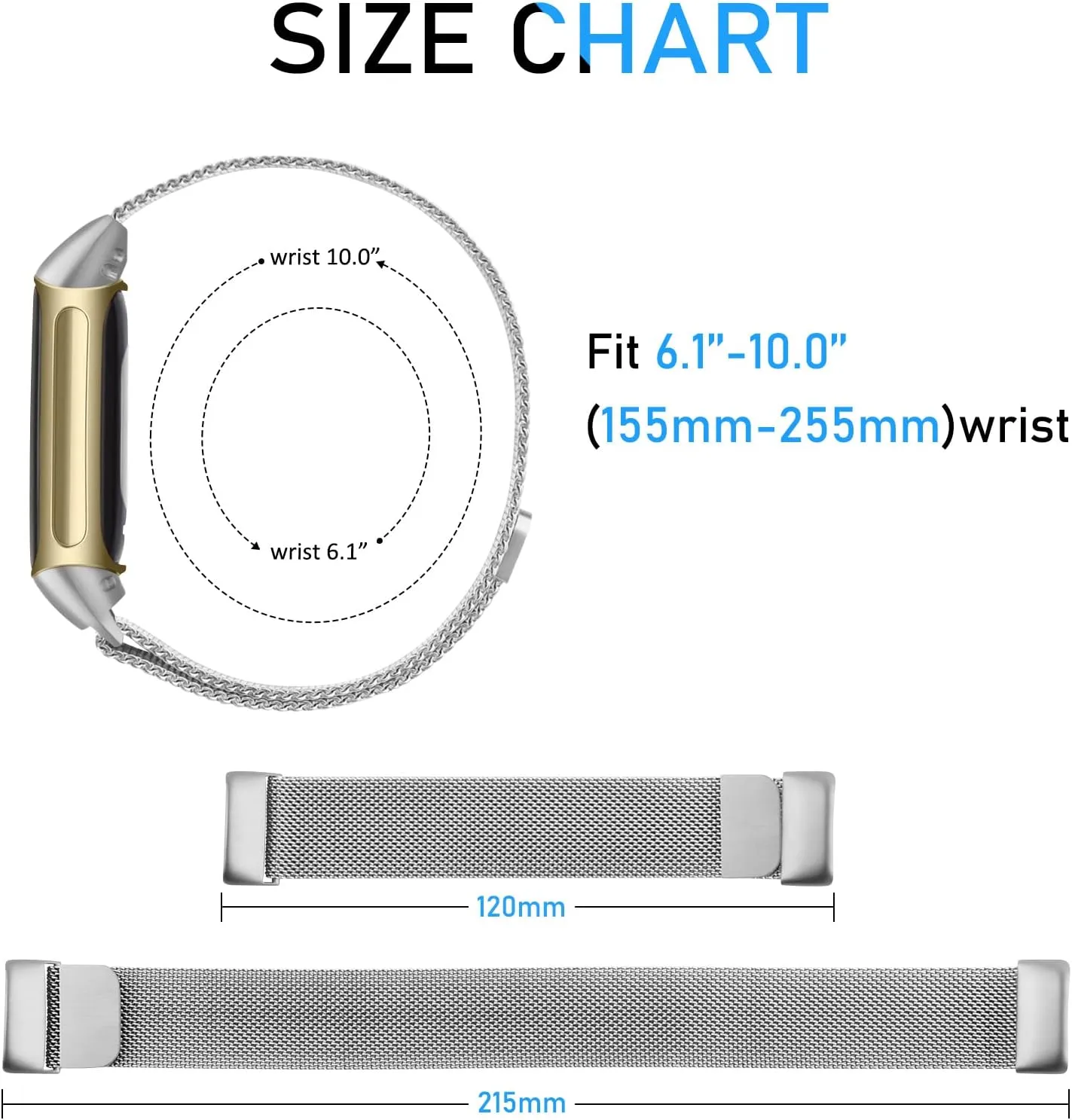 Meliya for Fitbit Charge 6 Bands Women Men, Stainless Steel Metal Mesh Loop Adjustable Magnetic Wristband Replacement Straps Compatible with Fitbit Charge 6 Fitness Tracker