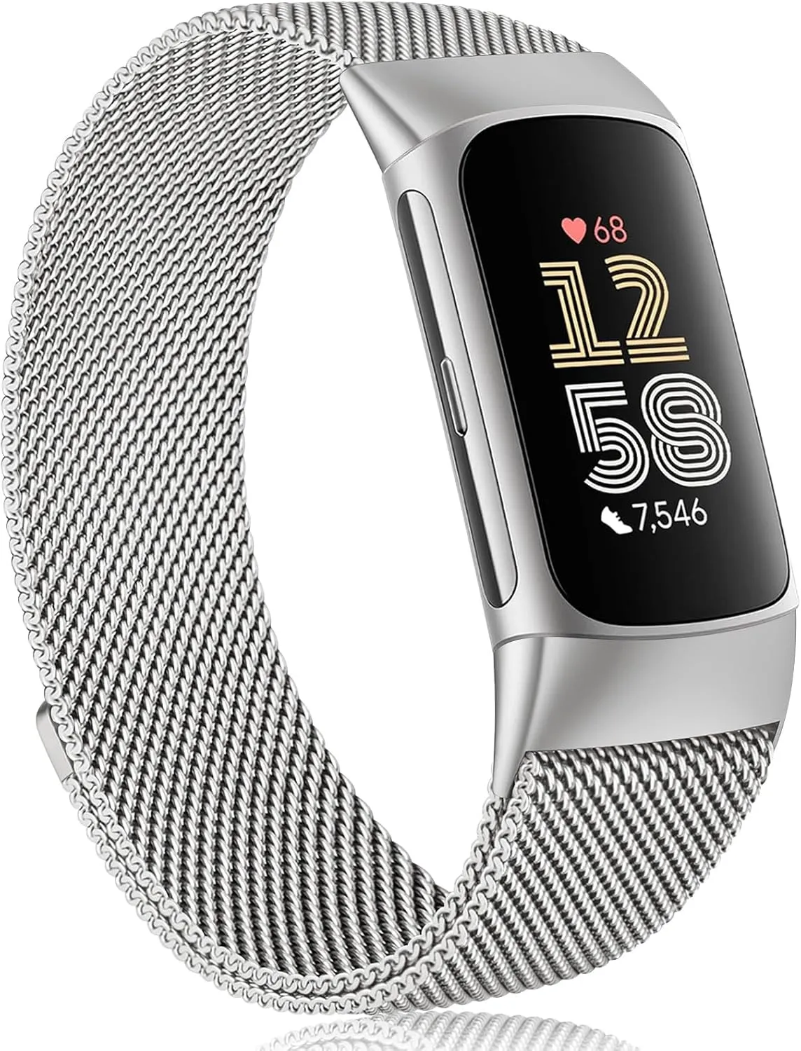 Meliya for Fitbit Charge 6 Bands Women Men, Stainless Steel Metal Mesh Loop Adjustable Magnetic Wristband Replacement Straps Compatible with Fitbit Charge 6 Fitness Tracker