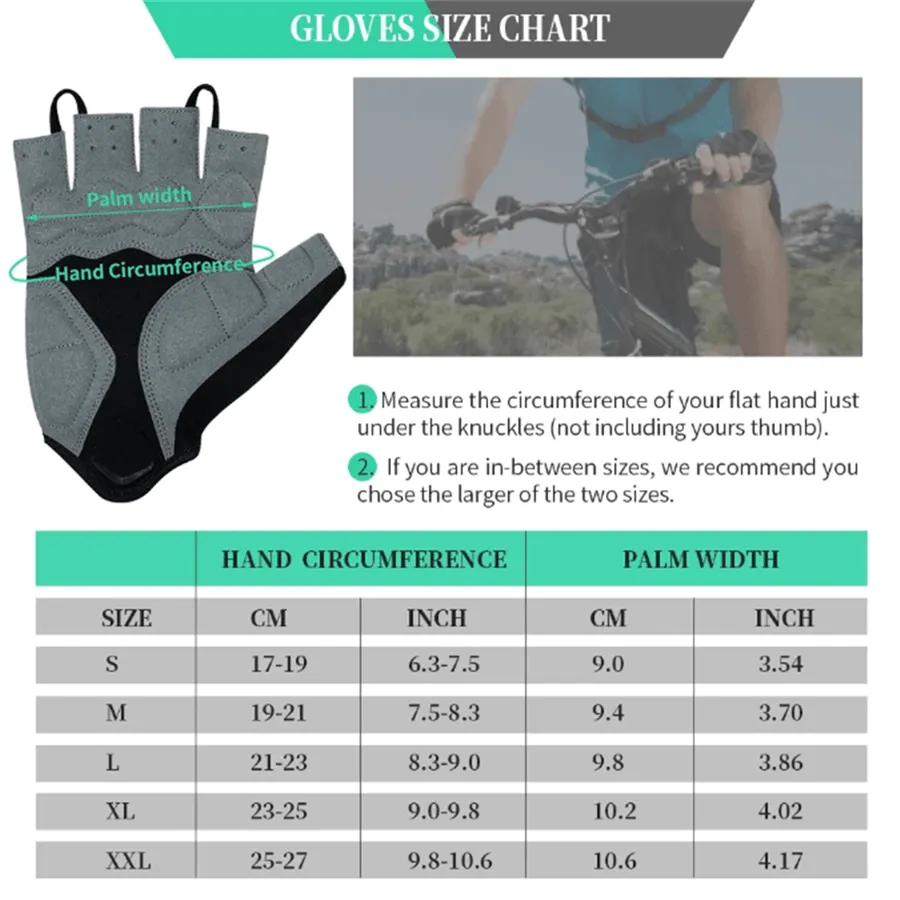Men's Women's Padded Half Finger Cycling Bike Gloves-ST1901-Black