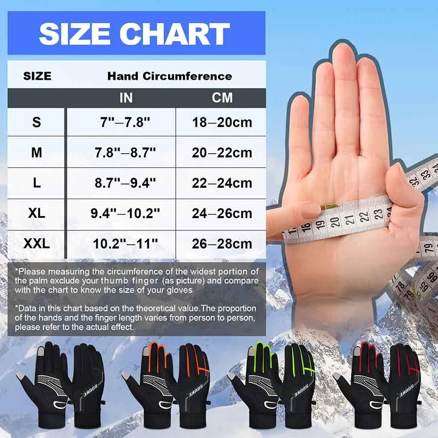 Men's Women's Touch Screen Padded Water Resistant Windproof Running Biking Cycling Glove-ST1903-Black