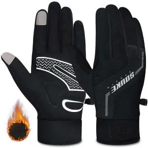 Men's Women's Touch Screen Padded Water Resistant Windproof Running Biking Cycling Glove-ST1903-Black