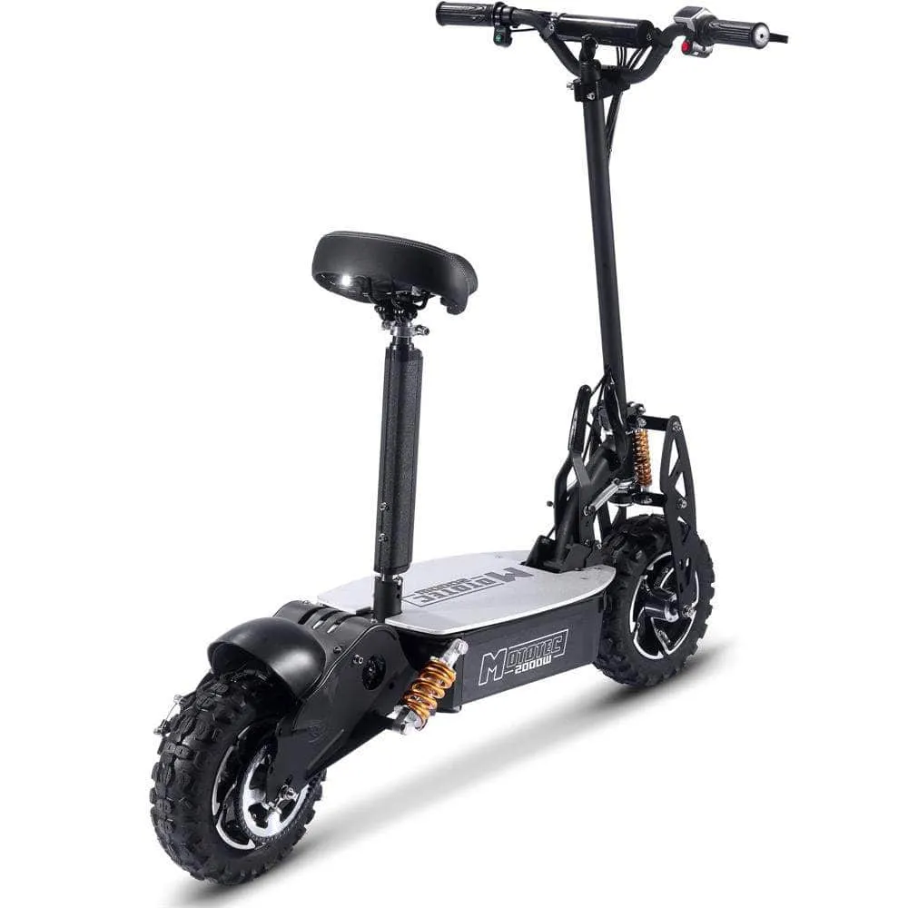 MotoTec 2000w 48v Folding Electric Scooter Black - 11-inch all terrain tires, quick release seat
