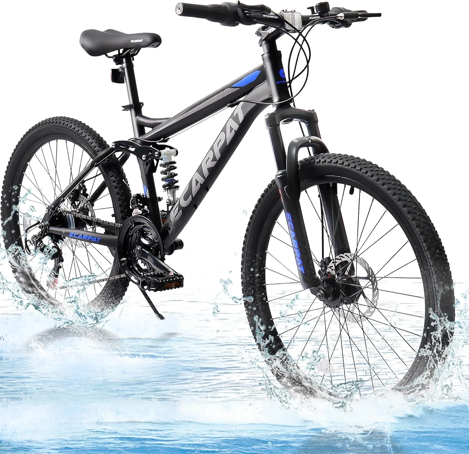 Mountain Bike 24 26 27.5 Inch Dual/Front Suspension Mens Womens Mountain Bike, 21 Speeds Dual Disc Brake, Carbon Steel Mountain Bike, Trail Beach Snow Commuter City Bikes, Birthday Gift Choice