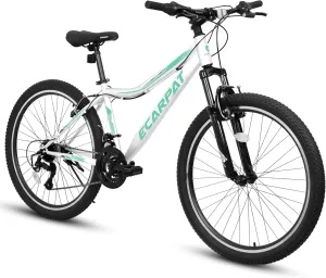 Mountain Bike 24 26 27.5 Inch Dual/Front Suspension Mens Womens Mountain Bike, 21 Speeds Dual Disc Brake, Carbon Steel Mountain Bike, Trail Beach Snow Commuter City Bikes, Birthday Gift Choice