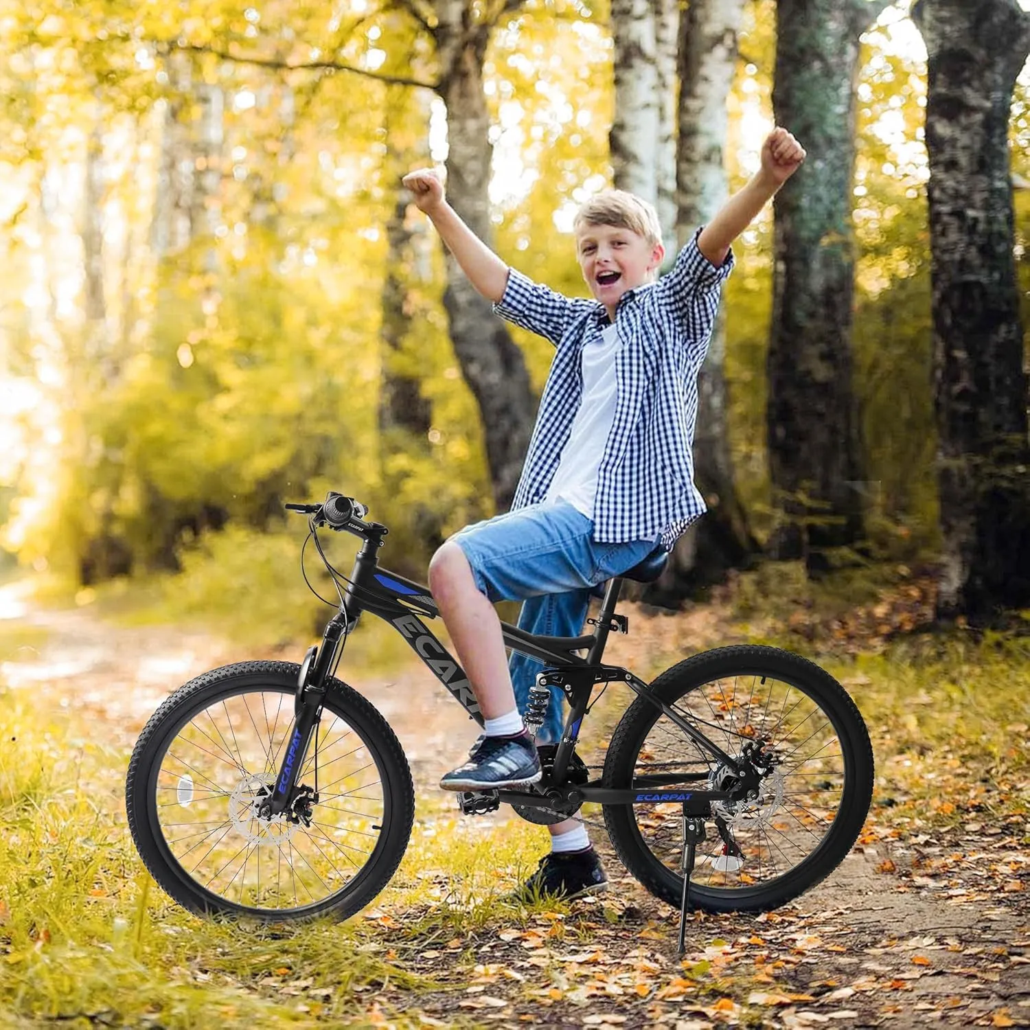 Mountain Bike 24 26 27.5 Inch Dual/Front Suspension Mens Womens Mountain Bike, 21 Speeds Dual Disc Brake, Carbon Steel Mountain Bike, Trail Beach Snow Commuter City Bikes, Birthday Gift Choice