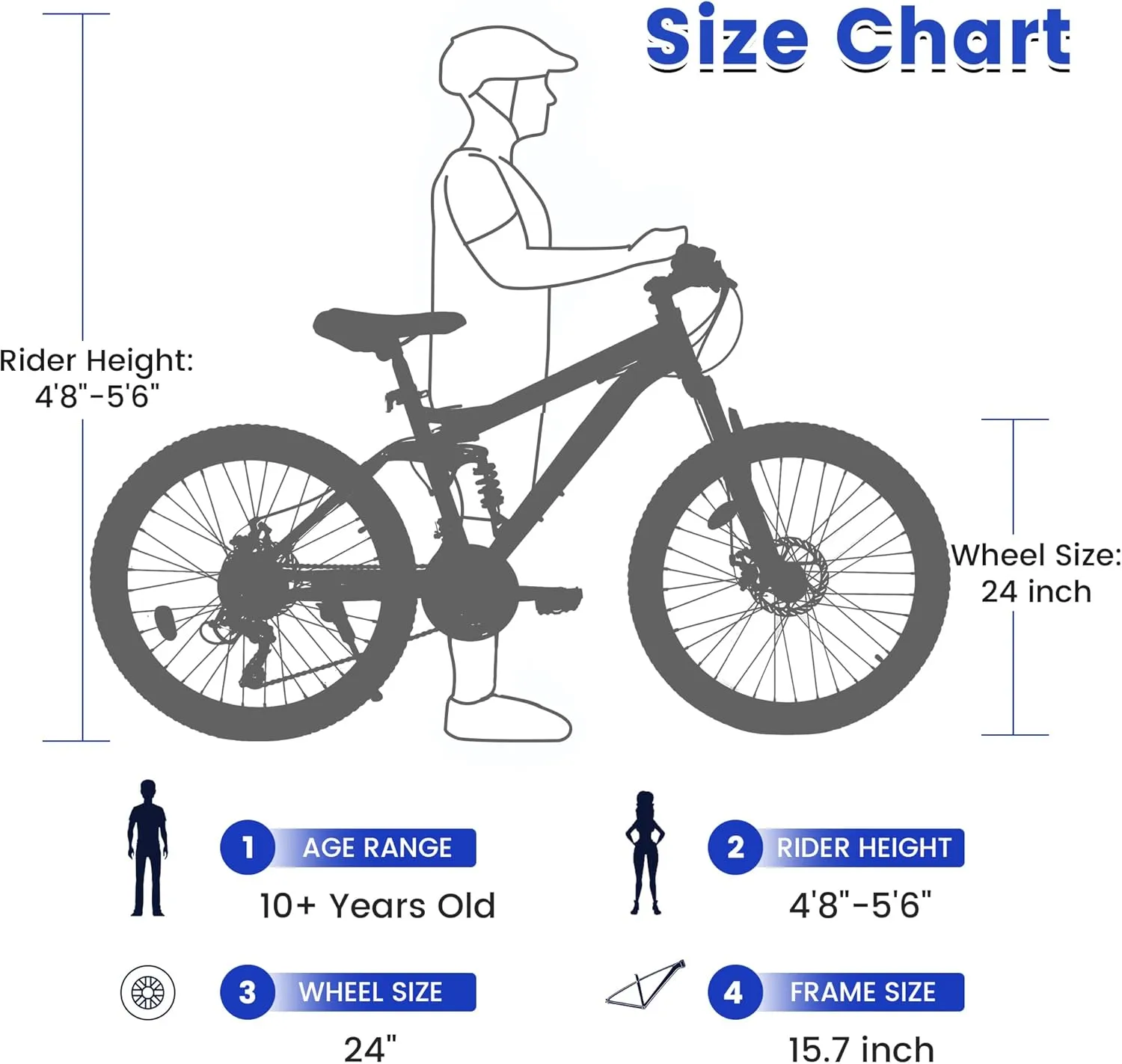 Mountain Bike 24 26 27.5 Inch Dual/Front Suspension Mens Womens Mountain Bike, 21 Speeds Dual Disc Brake, Carbon Steel Mountain Bike, Trail Beach Snow Commuter City Bikes, Birthday Gift Choice