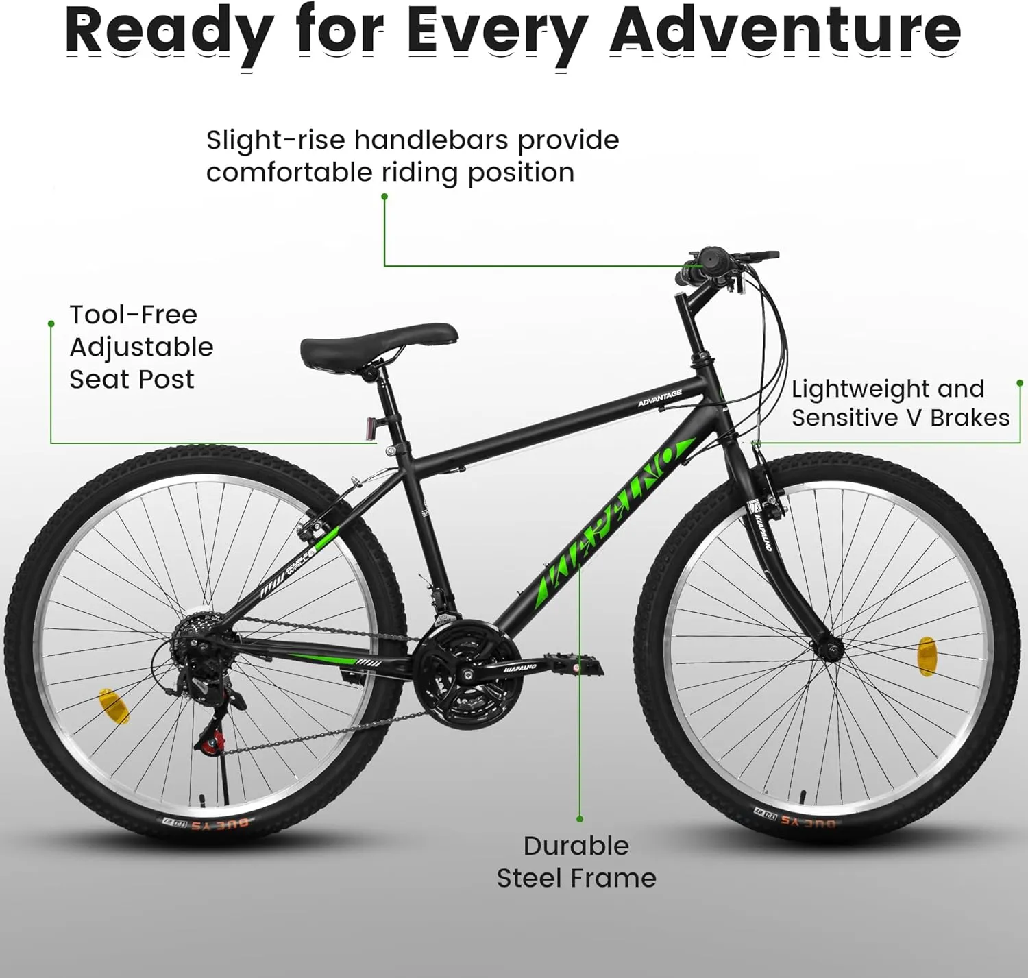 Mountain Bike 24 26 27.5 Inch for Men Women, 21 Speeds High-Carbon Steel Frame, Front Suspension Sport Bicycle, Adult Teens MTB Bicycle for Snow City Commuters and Short Trip