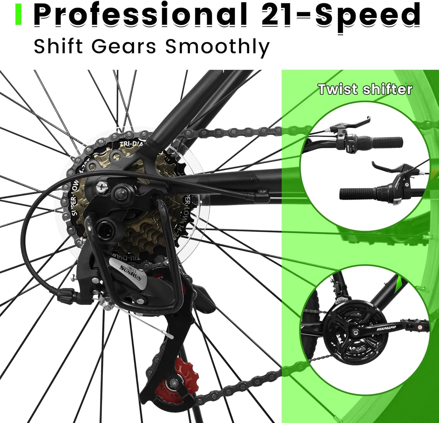 Mountain Bike 24 26 27.5 Inch for Men Women, 21 Speeds High-Carbon Steel Frame, Front Suspension Sport Bicycle, Adult Teens MTB Bicycle for Snow City Commuters and Short Trip