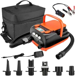 Paddle Board Inflator Pump, Electric SUP Pump, Dual Motor 110W 12V DC Portable Paddle Board Pump, Inflatable Deflatable Electric Air Pump with 7 Nozzles for Paddle Board Surfboard