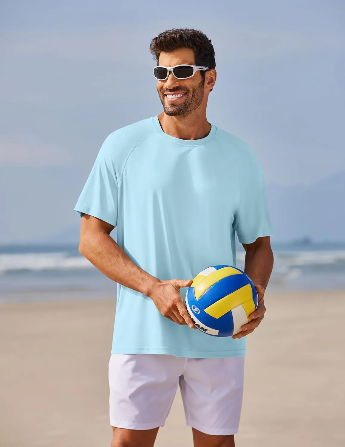 PINSPARK Mens Swim Shirt Short Sleeve UPF 50  Sun Protection Shirts Rash Guard Quick Dry Tshirts Beach Water Athletic Shirt