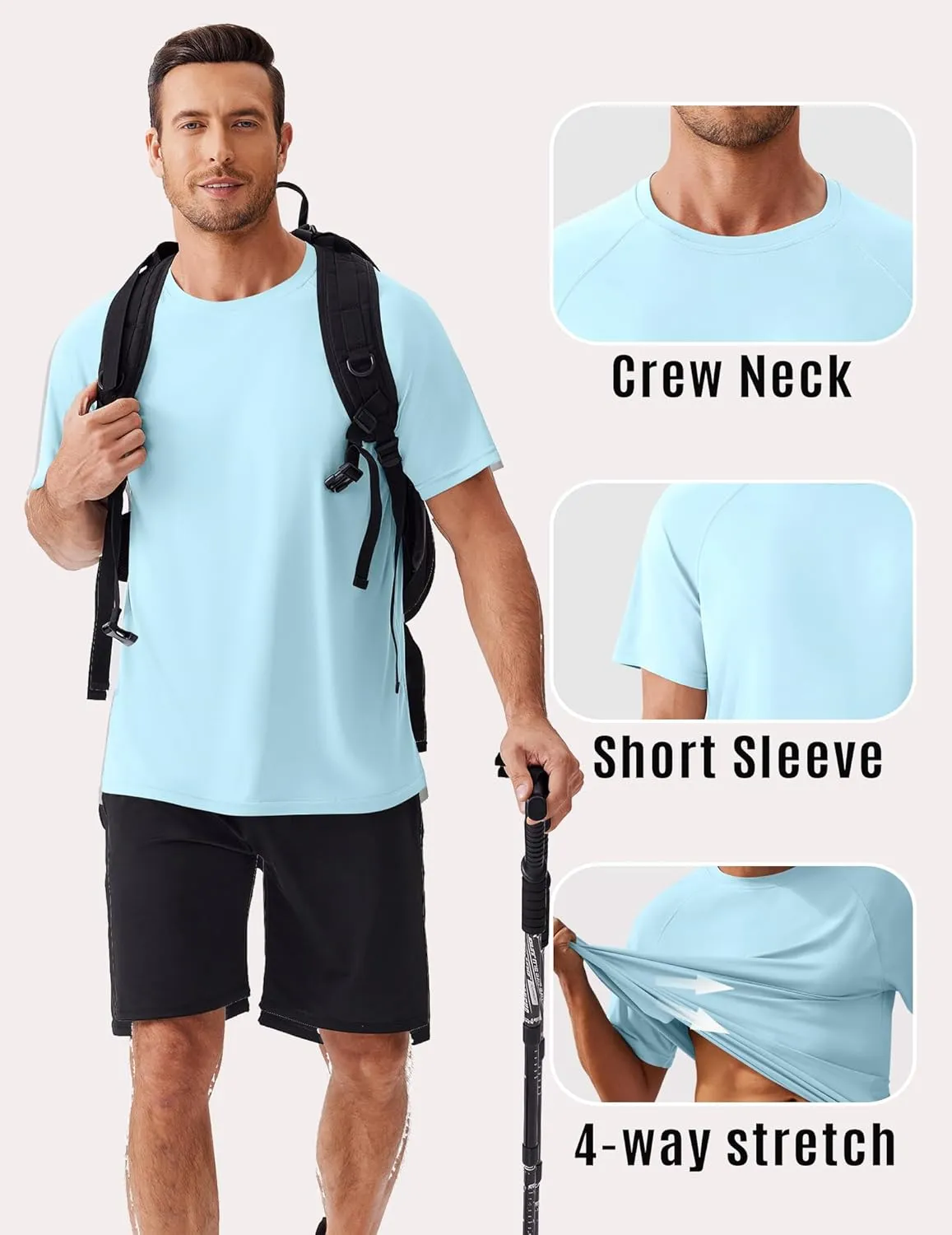PINSPARK Mens Swim Shirt Short Sleeve UPF 50  Sun Protection Shirts Rash Guard Quick Dry Tshirts Beach Water Athletic Shirt