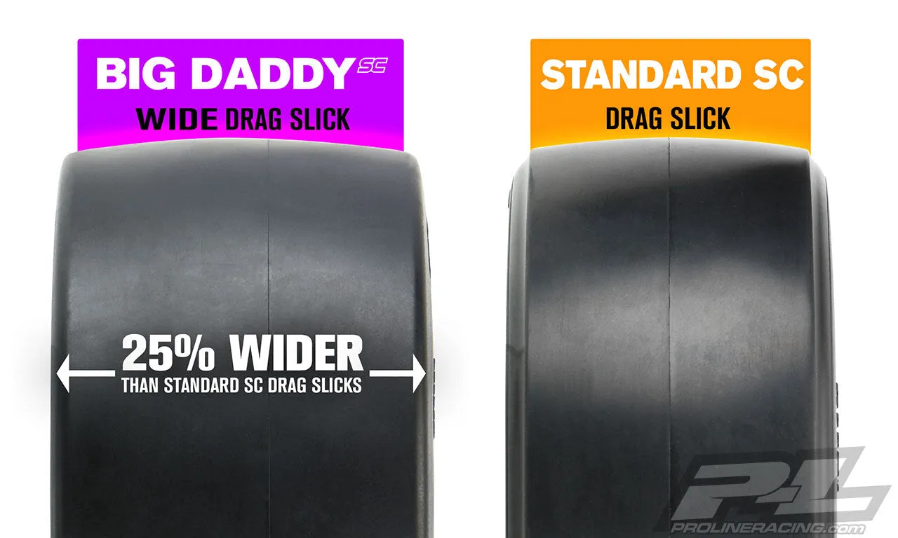 PROLINE Big Daddy Wide Drag Slick Sc 2.2"/3.0" Mc  Drag Racing Tires (2) For Sc Trucks Rear - Pr10184-17