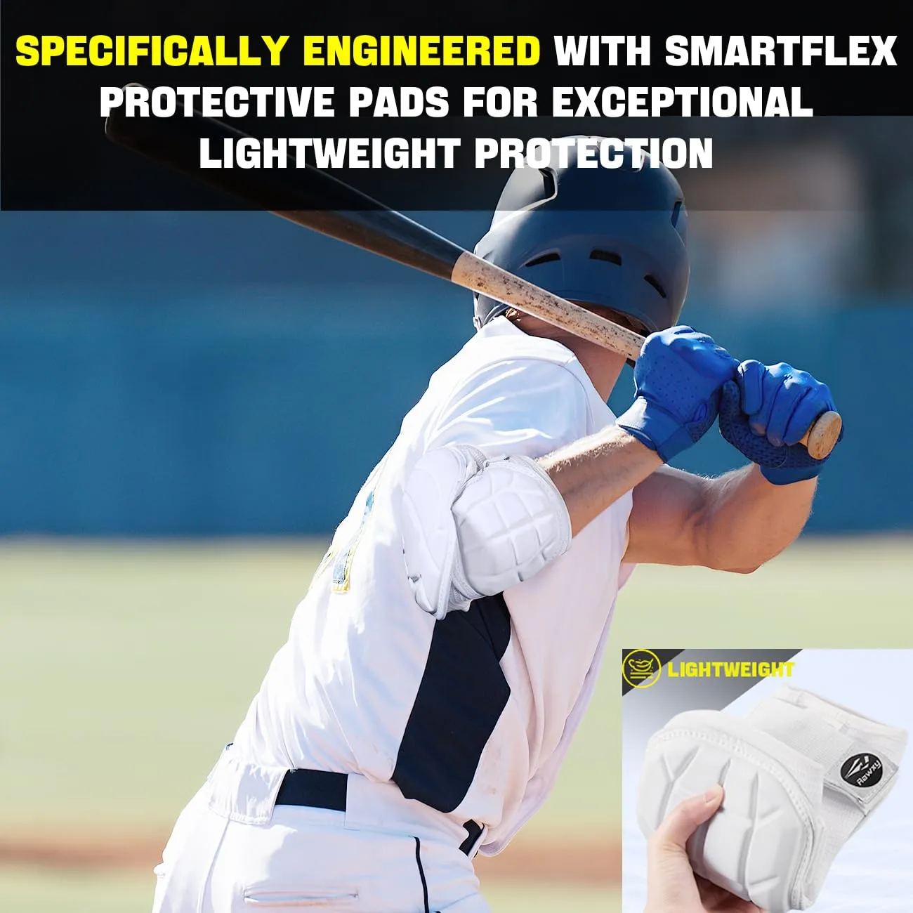 Rawxy Hitters Baseball Softball Batters Elbow Guard (White, Adult-S/M)